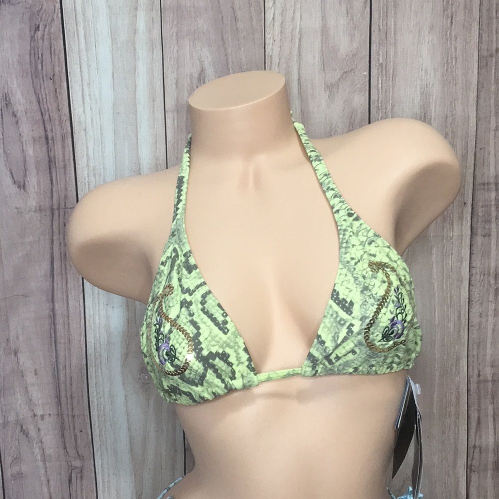 New! Snake Sequin Cia Maritima Snakeskin print Halter Brazilian bikini t…